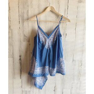 NWOT $118 Anthropologie Moonset Tank HD In Paris Asymmetrical Silk Print 4 S